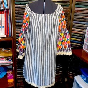 Philosophy dress with embroidered bell sleeve